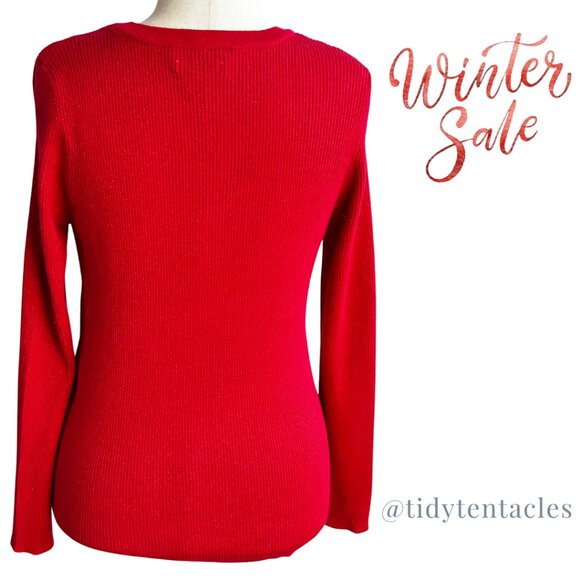 Nine West Red Textured Knit Sweater – Size L/XL - Picture 3 of 6